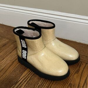 UGG Cream and Black Rain Boots